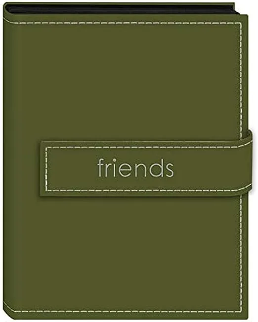 Pioneer Photo Albums EXP-46/SGF 36-Pocket 4 by 6-Inch Embroidered "Friends" Strap Sewn Leatherette Cover Photo Album, Mini, Sage Green