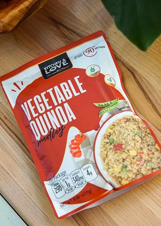 Kitchen & Love Vegetable Quinoa Medley, Pre Cooked, Microwave Ready Pouch, Shelf Stable, Non Gmo, Gluten & Dairy Free, Plant Based, Kosher, Vegan, 8 Oz, 6-Pack