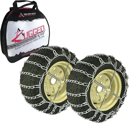 The ROP Shop | Pair of 2 Link Tire Chains & Tensioners 22x10x12 for Snow Blowers, Lawn & Garden Tractors, Mowers & Riders, UTV, ATV, 4-Wheelers, Utility Vehicles