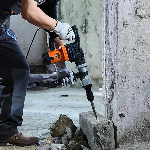 VEVOR Demolition Jack Hammer, MAX 1400W Electric Jackhammer Heavy Duty, 2900 BPM Concrete Breaker 2pcs Chisels Bits Chipping W/Case, Gloves