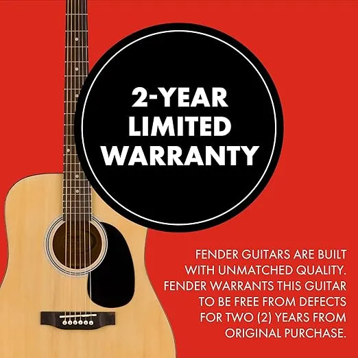 Squier by Fender Acoustic Guitar, with 2-Year Warranty, Dreadnought with Maple Fingerboard, Glossed Natural Finish, Mahogany Back and Side, Mahogany Neck, SA-150 Model