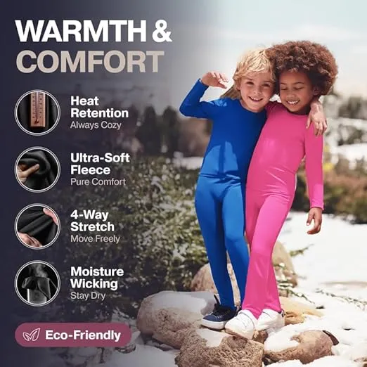Thermajane Thermal Underwear for Kids Long Johns, Girls Thermal Underwear Set, Base Layer Kids Long Underwear