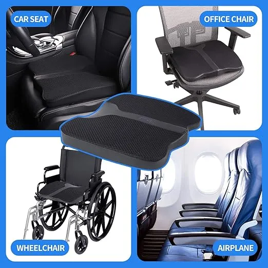 Car Seat Cushion - Comfort Memory Foam Seat Cushion for Car Seat Driver, Tailbone (Coccyx) Pain Relief, Car Seat Cushions for Driving (Black)