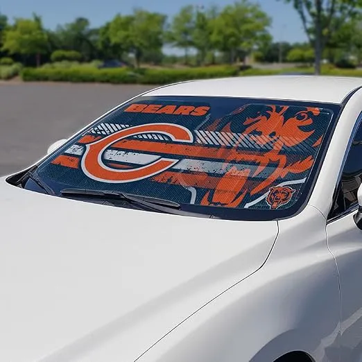 Fanmats NFL Windshield Sun Auto Shade, Sun Shield Sun Visor Accordion tri-fold for Storage 59" x 29.5", Colorful Team Design