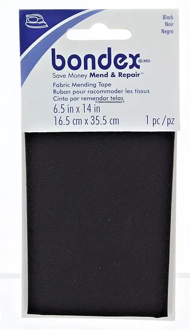 Bondex Iron-On Mending Fabric 6-1/2"X14"-Black (4 Pack)