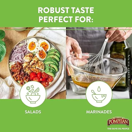 Pompeian USDA Organic Robust Extra Virgin Olive Oil, First Cold Pressed, Full-Bodied Flavor, Perfect for Salad Dressings & Marinades, 24 FL. OZ.