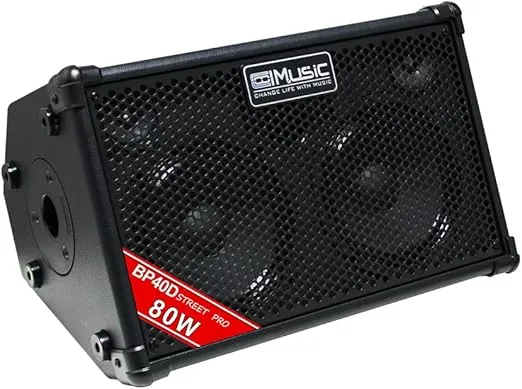 Coolmusic BP40D Powered Acoustic Guitar Amplifier- Portable Bluetooth Speaker 80W W/Battery with Reverb Chorus Delay Effect, 6 Inputs,3 Band EQ, Black