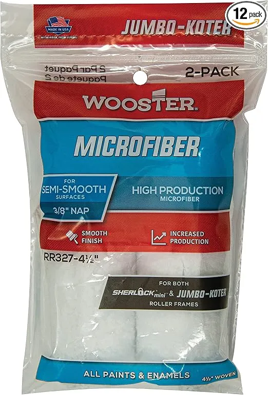 Wooster RR327-4 1/2 Microfiber Paint Roller, 4.5