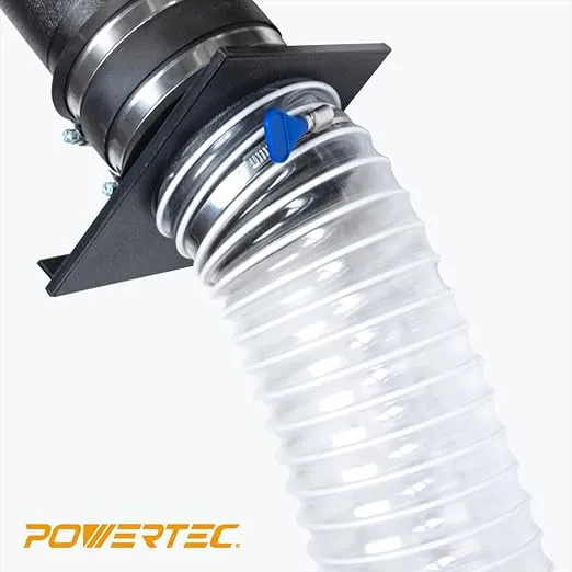 POWERTEC 70221 6" x 10' PVC Dust Collection Hose for Dust Collector for Woodworking and Shop Vacuum, 6 Inch Dust Collector Hose for Dust Collection Fittings