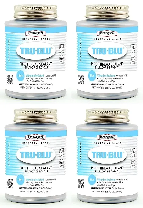 Rectorseal 31551 1/2 Pint Brush Top Tru-Blu Pipe Thread Sealant (Four Pack)