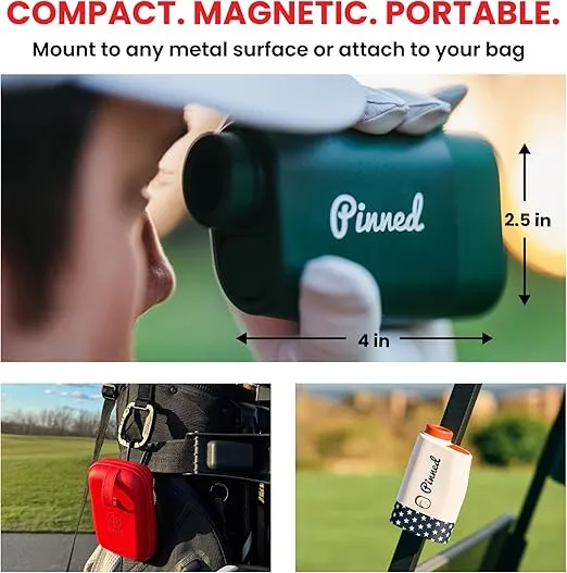 Pinned Prism+ Slope Golf Rangefinder | Golf Distance Measuring Device, USB Rechargeable Pinned Locked Vibration Laser Range Finder Golf |Golf Gift Idea | Golf Accessories for Men & Women