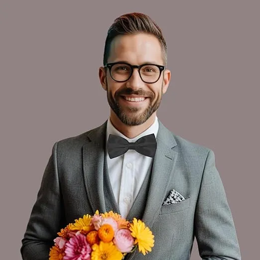 Classic Bow Tie Adjustable Neck Bow Tie Solid Color Satin Bow Tie for Men Wedding Party Graduation Gifts Dress up