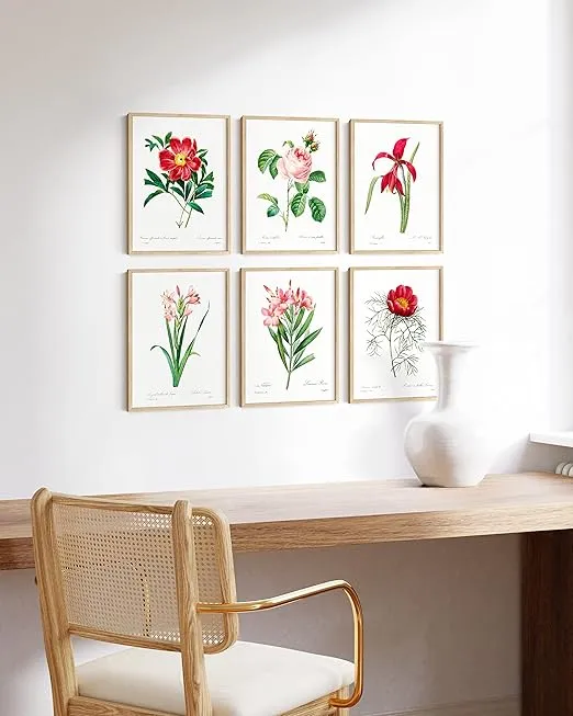 HAUS AND HUES Vintage Flower Posters and Prints - Set of 6 Wildflower Wall Art Botanical Print Set | Plant Poster Vintage Floral Art Prints for Wall Vintage Botanical Prints Wall Art UNFRAMED (8x10)