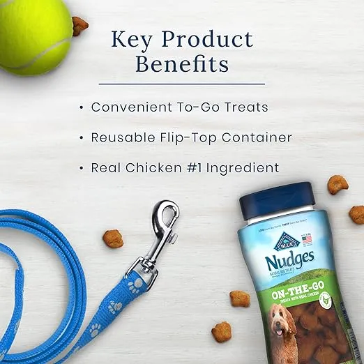 Blue Buffalo Nudges On The Go Natural Dog Treats, Chicken 5.5oz Reusable Container