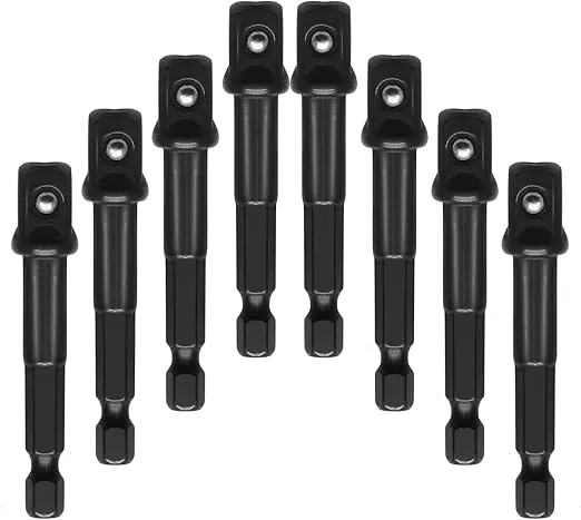 8 Pack Impact Adapter 3/8" Socket Adapter 1/4 Inch Hex Impact Socket for Extension Socket Driver Bits