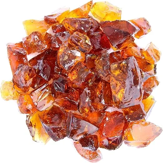 Hiland RGLASS-AMB Pit Fire Glass i n, Extreme Tempature Rating, Good for Propane or Natural Gas, 10 Pounds, 10 lb, Golden Amber