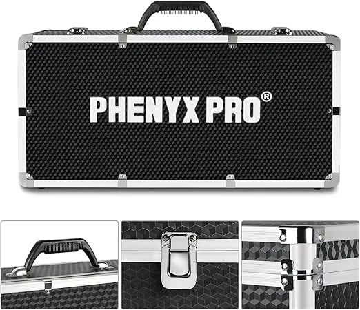 Phenyx Pro Aluminum Alloy Frame Carrying Case with Two-layer Pre-Diced Pick and Pluck Foam, Ideal Quad-Channel Wireless Mic Systems Transportation (Size Large 20.3 x 10 x 5.9 In)
