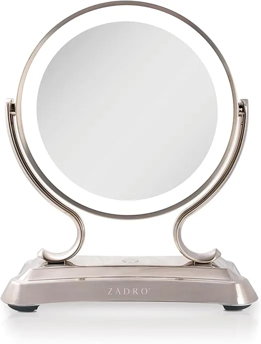 Zadro 12" Glamour LED Makeup Mirror with Lights and Magnification 5X/1X Touch Control Mirror with Lights for Makeup Desk (Satin Nickel)