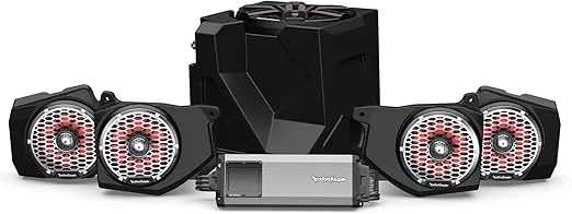Rockford Fosgate RNGR18RC-STG6 Audio Kit: Ride Command Interface, 1500-Watt Amp, M2 Color Optix Multicolor LED Lighted Front, Rear Speakers & Subwoofer for Select Polaris Ranger Models (2018-2022)