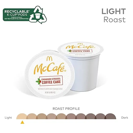 McCafe Cinnamon Streusel Coffee Cake Coffee, Keurig Single Serve K-Cup Pods, 72 Count