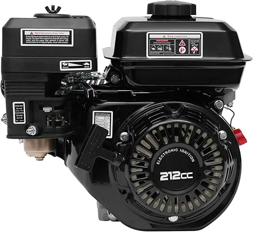 7.5HP Go Kart Engine Motor, 212cc 4 Stroke Gas Powered Engine Horizontal Engine OHV Gasoline Engine Air Cooled Pull Start Side Shaft Motor W/Single Cylinder System for Go Kart Log Splitter