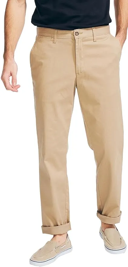 Nautica Men's Classic Fit Flat Front Stretch Solid Chino Deck Pant