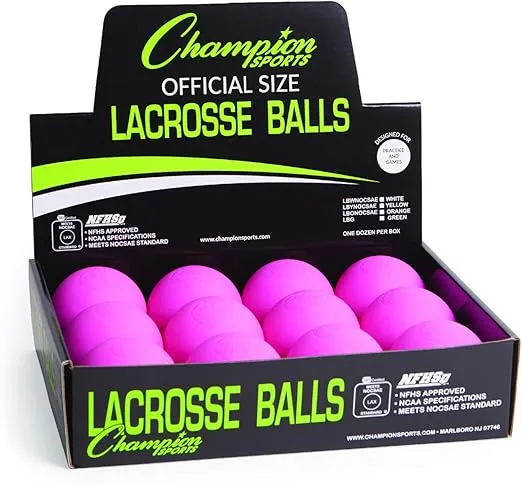 Champion Sports Colored Lacrosse Balls: Blue Official Size Sporting Goods Equipment for Professional, College & Grade School Games, Practices & Recreation - NCAA, NFHS, SEI Certified