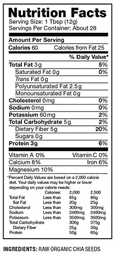 Nutiva Organic Premium Raw Ground Chia Seeds, 12 Oz, USDA Organic, Non-GMO, Whole 30 Approved, Vegan, Gluten-No & Keto, Nutrient-Dense Seeds with 3g Protein & 5g Fiber for Salads, Yogurt & Smoothies
