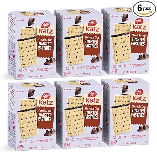 Katz Gluten Free Toaster Pastries. Chocolate Chip. Easy Breakfast Food Or Anytime Snacks For Adults & Kids. Sesame Free, Dairy Free, Nut Free, Peanut Free, Soy Free. Kosher Snacks 8 OZ (Pack Of 6)