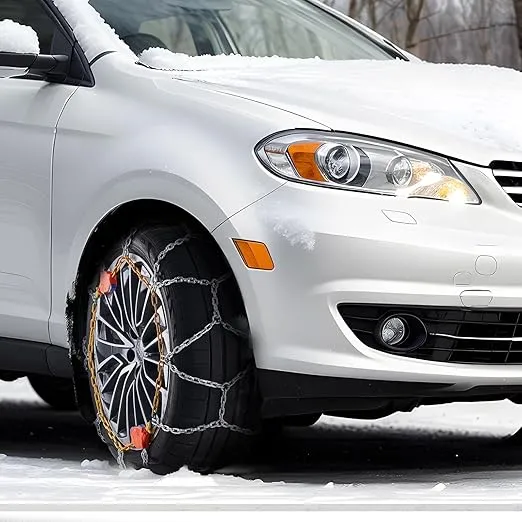 VEVOR Tire Chains, Snow Chains for SUV/Car/Trucks/Pickup Trucks, Adjustable Manganese Alloy Steel Thickening Snow Tire Chains for Anti-slip, Pack of 2 - Series 232605