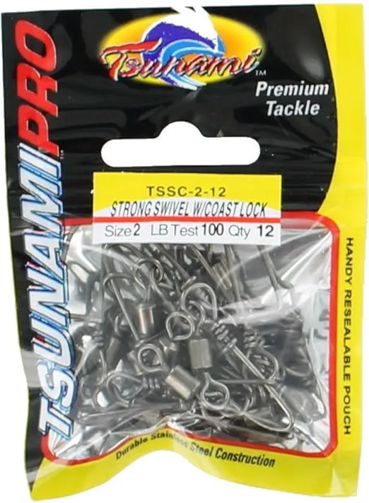 Tsunami Snap Swivel Strong Swivels with Coast Locks [Size 6-1/0, 65-165lb]