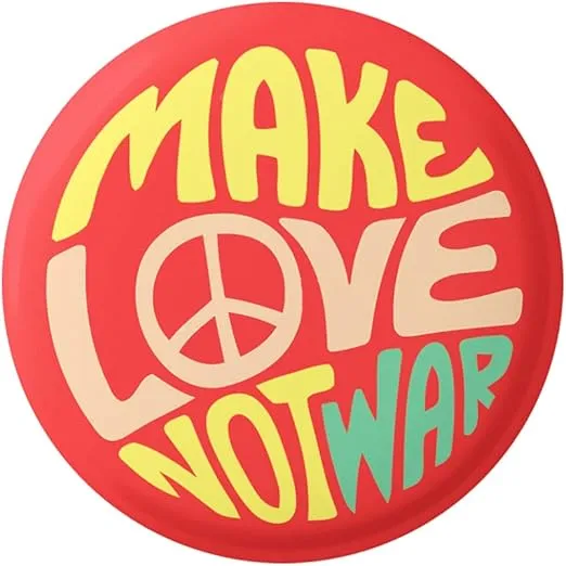 Make Love Not War 60's Style Peace Sign Button Pinback for Backpacks, Jackets, Hats 1.5 Inches