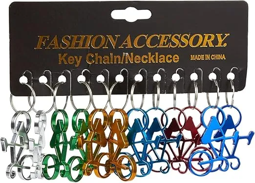 Juvale Keychain Bottle Opener - 12-Pack Bicycle Bike Portable Beer Bottle Metal Openers for Wedding Party Favor in 6 Colors