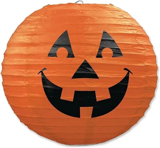 Beistle Jack-O-Lantern Paper Lanterns, 9-1/2-Inch,, Orange/Black, 3-Pack