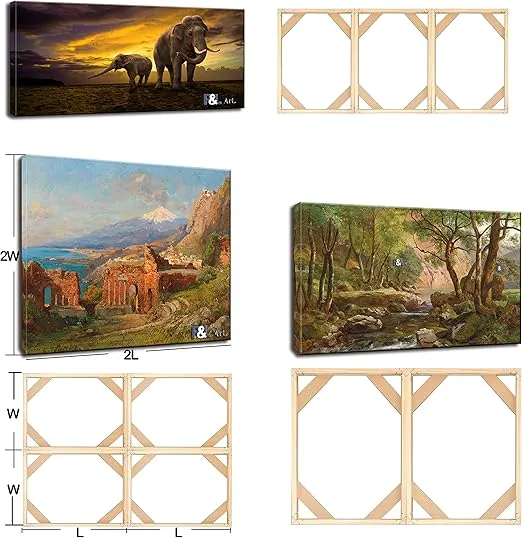 DIY Solid Wood Canvas Frame Kit 12 x18 Inch for Oil Painting & Wall Art - Customized Wooden Art Frames for Paintings & Canvases - Easy to Build Canvas Stretching System - Framed Picture Accessories