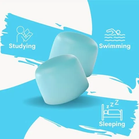 Eargasm Squishies - Blue Moldable Multipurpose Noise Reduction Noise Cancelling Waterproof Airtight Ear-Plugs for Sleeping, Snoring, Working, Studying, Swimming and More - Storage Case Included