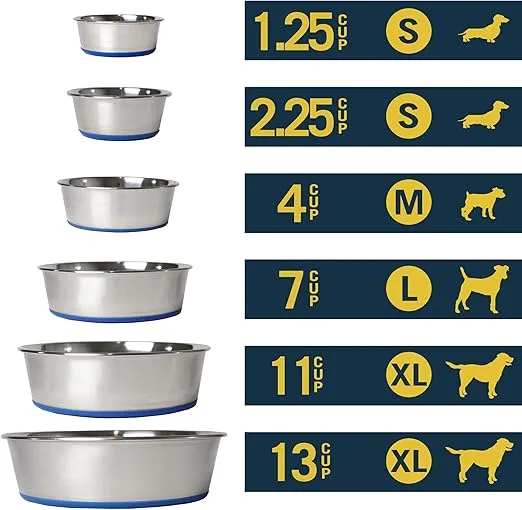 OurPets DuraPet Premium Dishwasher Safe Stainless Steel Dog Bowl for Food or Water [Multiple Sizes for Small to Large Dogs] in Traditional or Wide Base Design - 2.25 Cup