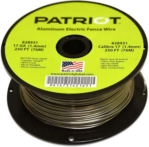 Patriot Aluminum Tire Fence Wire Sturdy Rustproof Resists Tarnish 17-Gauge 250 ft