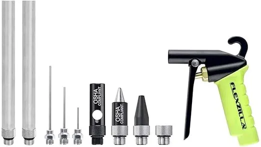 Legacy Automotive Flexzilla X1 Blow Gun Kit, 10-Piece, ZillaGreen - AG1500FZKIT