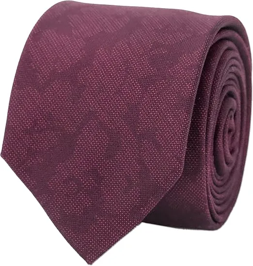 The Tie Bar 100% Woven Silk Refinado Floral Burgundy 2.5 Inch Tie