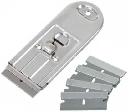 Wideskall® Metal Retractable Safety Scraper with 5 Single Edge 1.5" inch Razor Blades Set