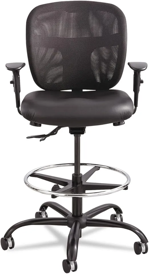 Safco Products Vue Heavy Duty Stool 3394BV, 24-7 Rated, 350 lbs Capacity, Ergonomic Mesh Back, 360° Swivel Seat, 5-Star Base
