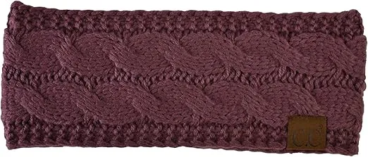 C.C Soft Stretch Winter Warm Cable Knit Fuzzy Lined Ear Warmer Headband