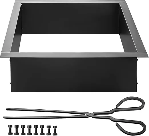 VEVOR Fire Pit Ring, 36-Inch Outer/30-Inch Inner Diameter Fire Pit Insert,1.5 mm Thickness Fire Ring, DIY Steel Ring with Tongs In-Ground Fire Pit Liner for Outdoor, Patio, Backyard