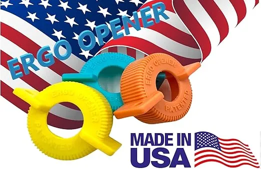 3-Pack WATER BOTTLE Opener ERGO OPENER | Arthritis Sufferers Elderly Seniors Weak Hands | Easy Twist-Off Plastic Bottle Opening Tool Travel On-Go | Carpal Tunnel | MADE in USA