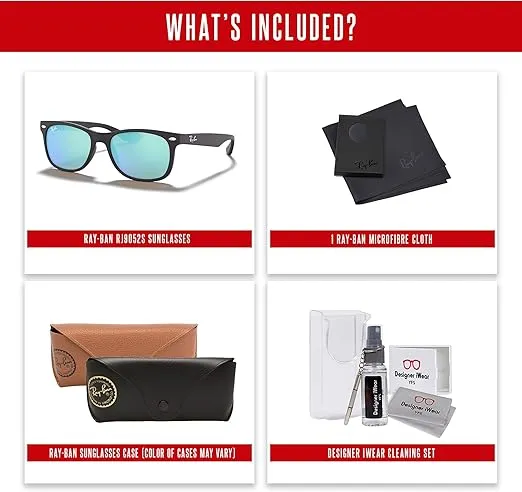 Ray-Ban Junior XS Kids' New Wayfarer RJ9052S Square Sunglasses for SMALL Boys and Girls + BUNDLE With DIW Kit