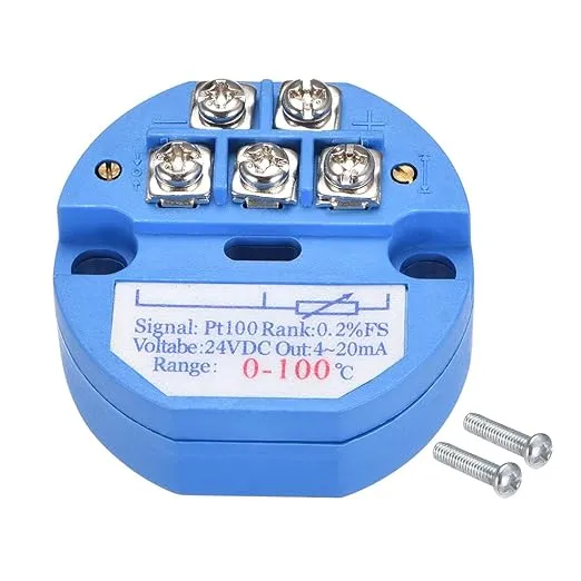 uxcell PT100 Temperature Sensor Transmitter 24V DC 4-20mA 0℃ to 100℃