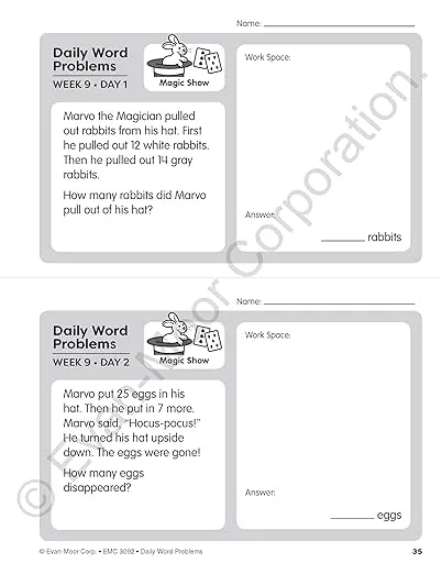 Evan-Moor Daily Word Problems, Grade 2, Homeschooling & Classroom Resource Workbook, Problem-Solving Real Life Math Skills, Reproducible Worksheet ... Shapes, Patterns (Daily Word Problems Math)