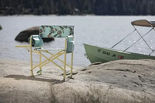 Picnic TIME Outdoor Directors Chair with Side Table, Beach Chair for Adults, Camping Chair with Table