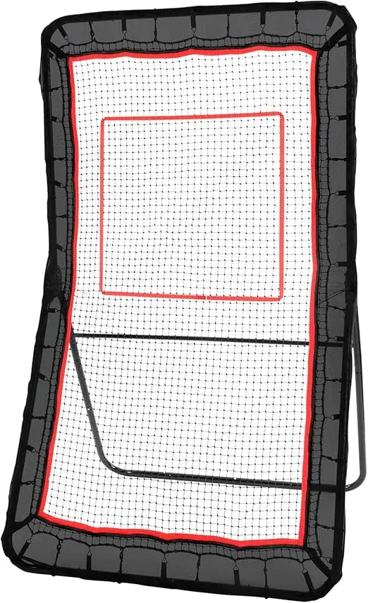 VEVOR 4x7ft Lacrosse Rebounder for Backyard, Volleyball Bounce Back Net, Folable Pitchback Throwback Baseball Softball Return Training Screen, Practice Training Rebounder Net, Angle Adjustable